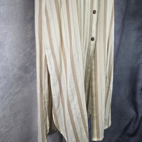 Anthropologie Dress Womens Small Beige Stripe Delphine Textured Tunic Boho Chic - Picture 7 of 16